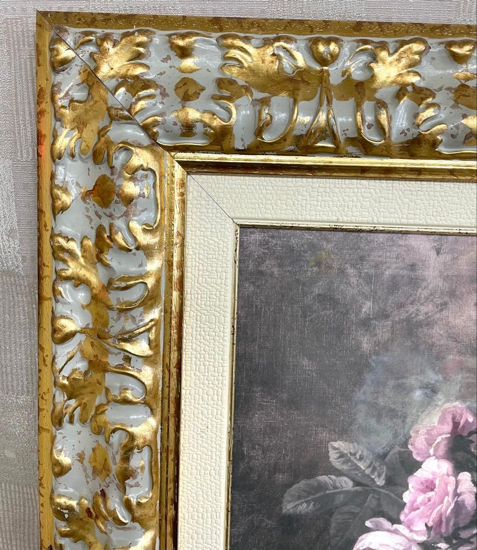 イタリア輸入 絵画 バラ 大型 ゴールド額縁 ➂