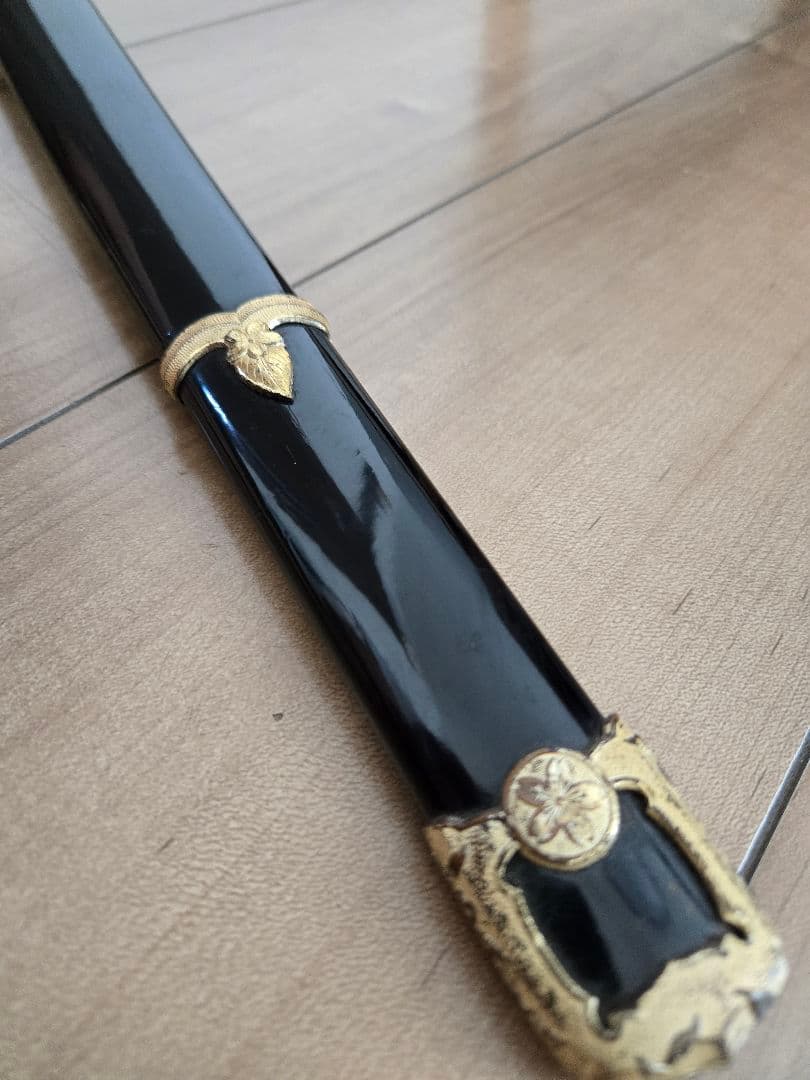 第二次大戦頃/実物　極美品　海軍士官軍刀拵え(刀身なし)　高級漆鞘　番号揃い