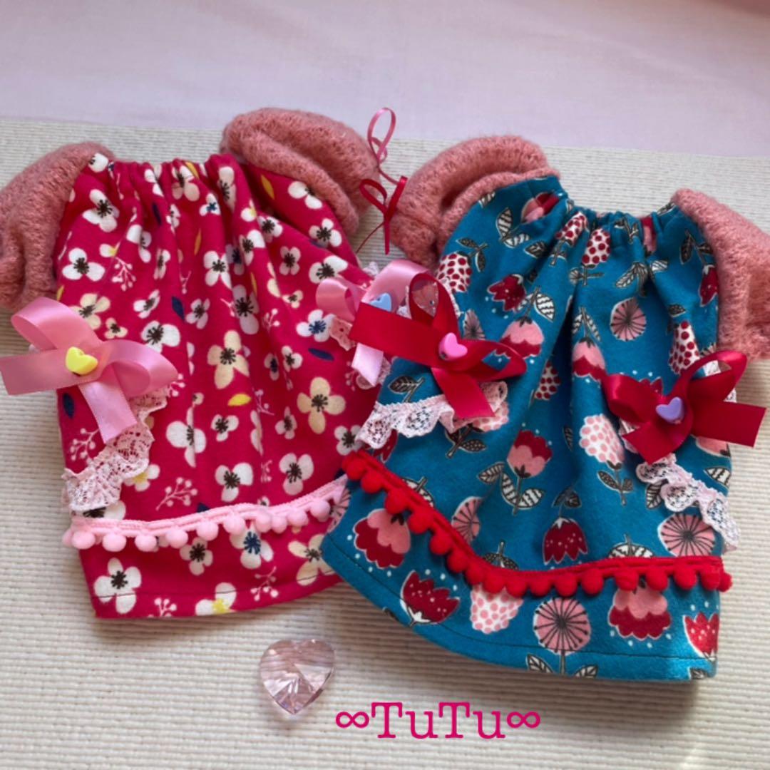 昭和レトロチックな「あそび着」青色　犬服ハンドメイド　犬の洋服　∞TuTu∞