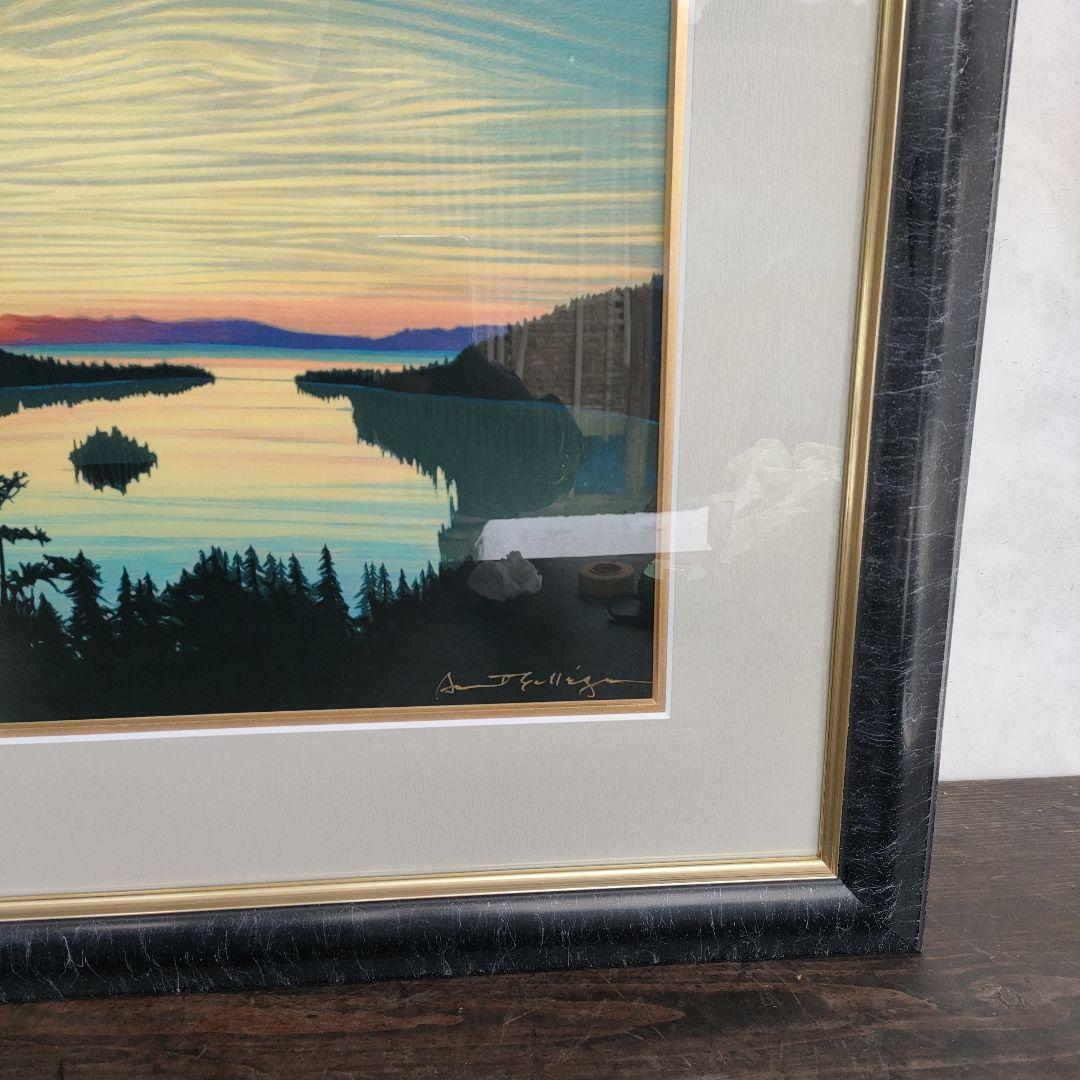 【真作】デイビッド・ガエーゴス エメラルドベイサンライズ シルクスクリーン 版画