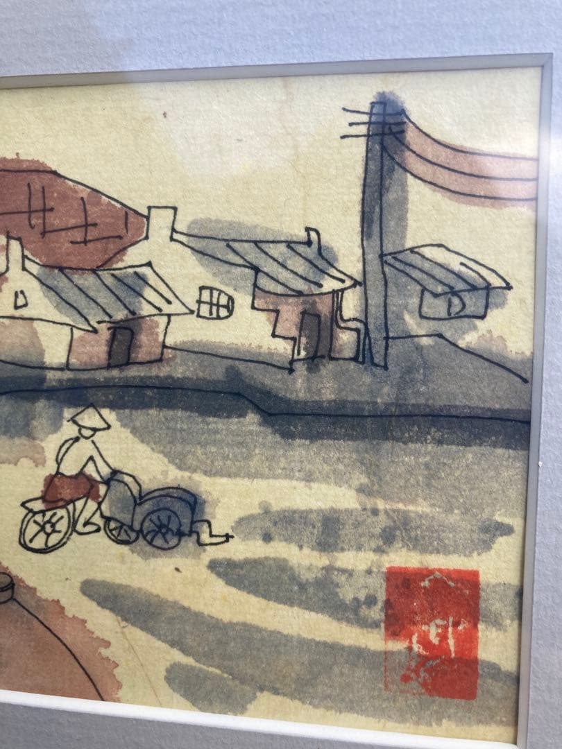 和風風景画 木製フレーム付き 未使用品