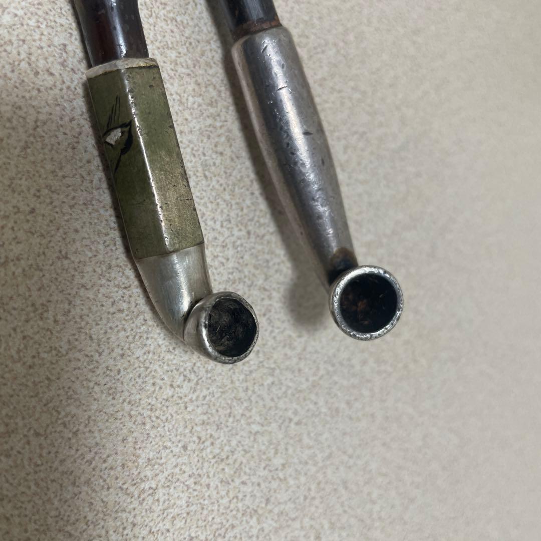 蔵出　江戸　明治金工　純銀　象嵌煙管　雀に菖蒲図　総重量69g