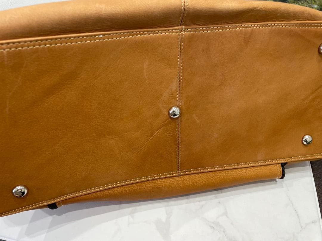 David King Bostonベージュレザーボストンバッグ