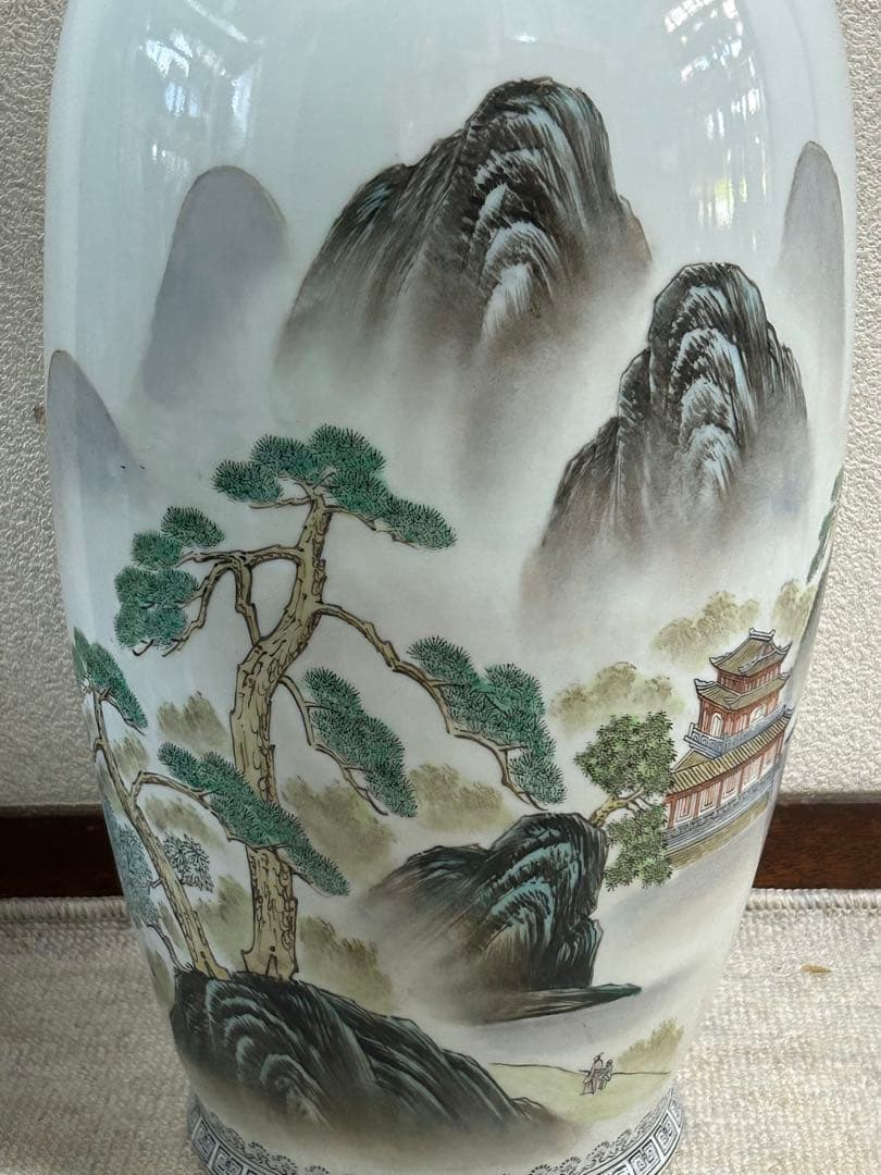 中国　景徳鎮製　山水　大瓶　送料込み0730