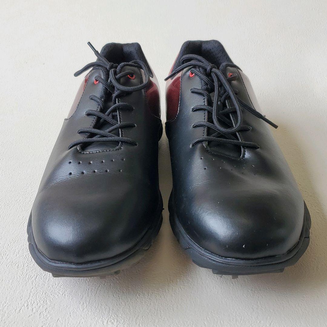 THE STORE UK15 33cm ゴルフシューズ 黒/赤 合成皮革