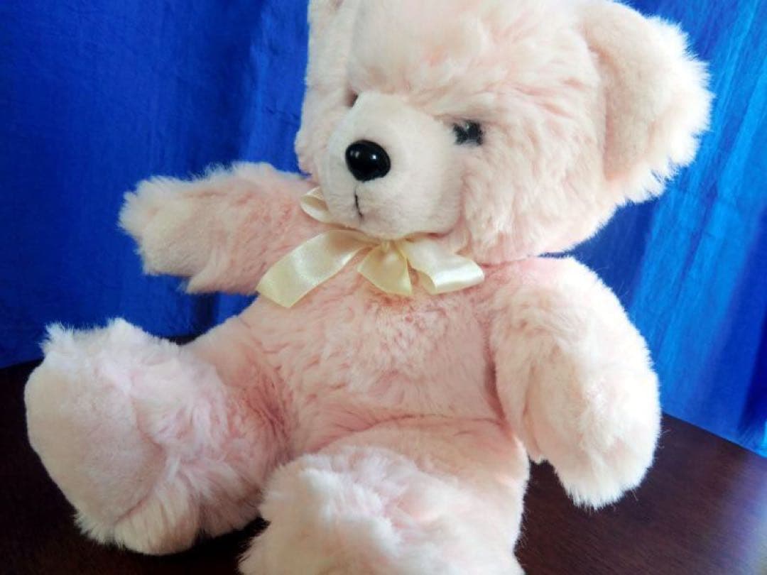 【レトロ・アンティーク】ピンクのクマさん　ぬいぐるみ　テディベア　約30㎝