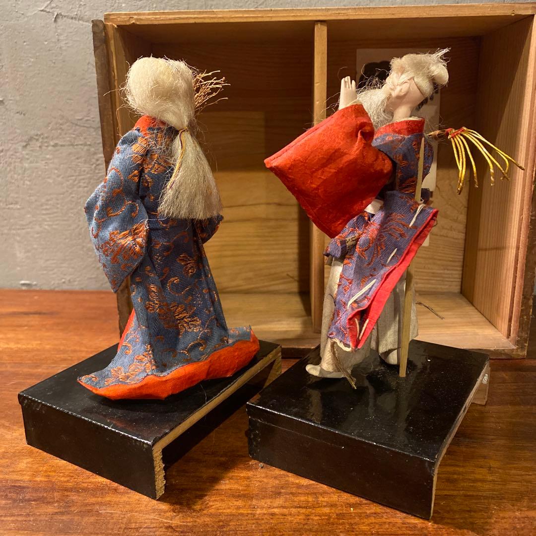 明治 大正 高砂人形 宝斎作 雛人形 老婆 共箱付き 骨董品 時代物