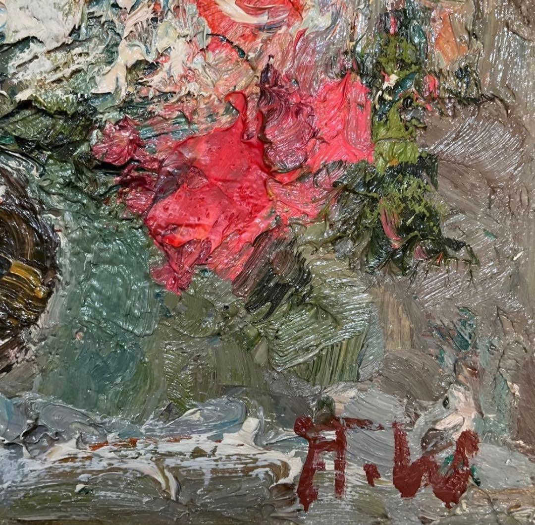 絵画・額縁・油絵・渡部ひでき・薔薇・F4号・美術品・インテリア・雑貨・新品未使用