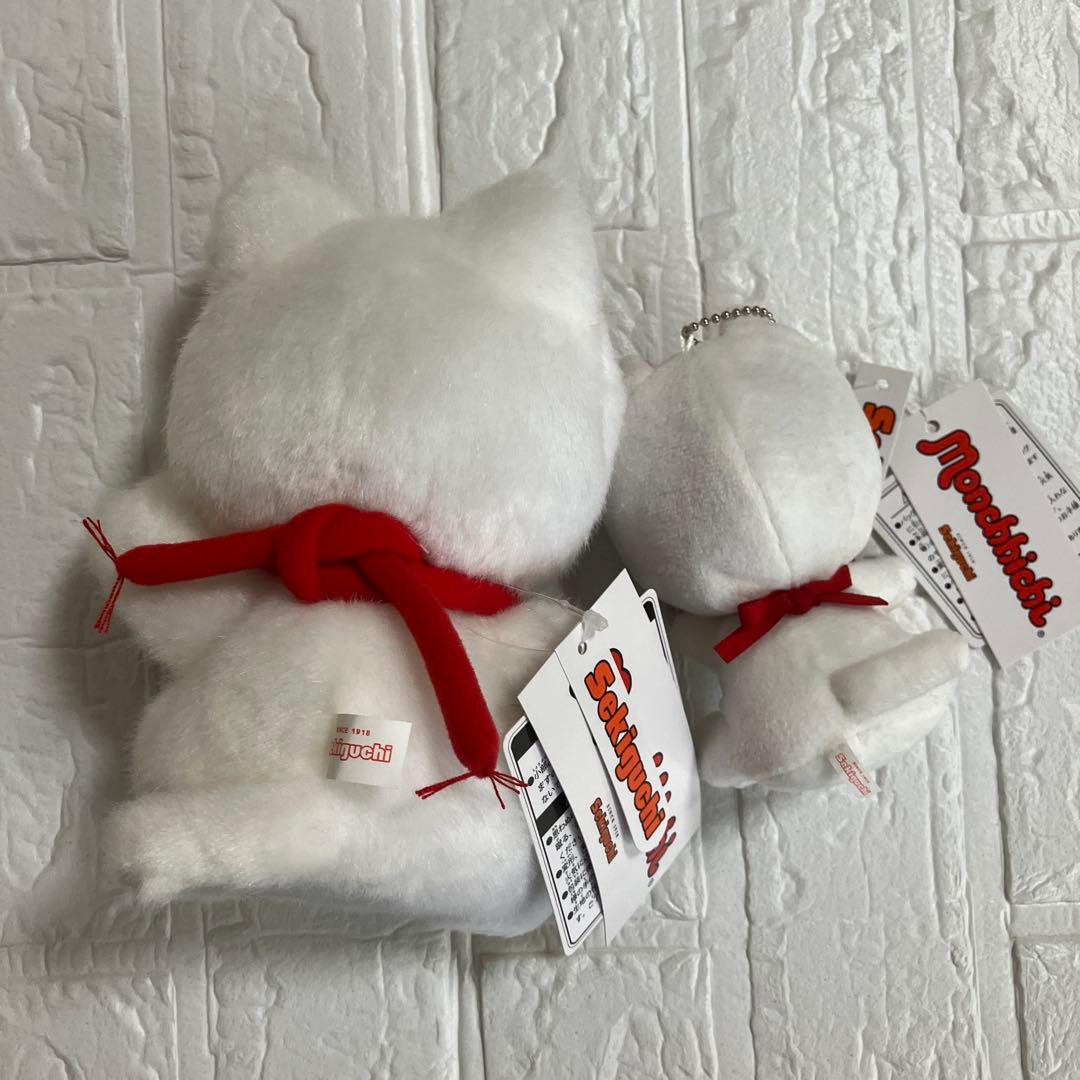 【新品タグ付き】招き猫モンチッチ ぬいぐるみ 顔でかキーチェーン ホワイト