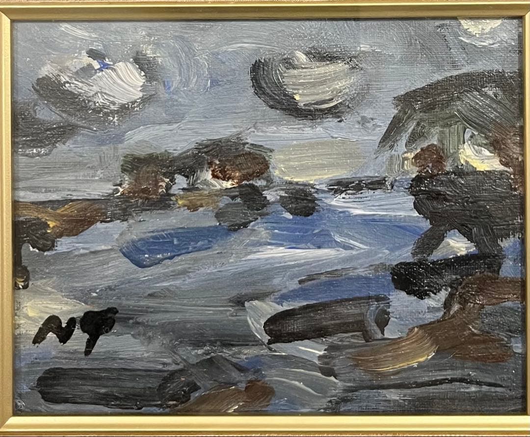 【自作】油彩画 「海岸風景」　F0号