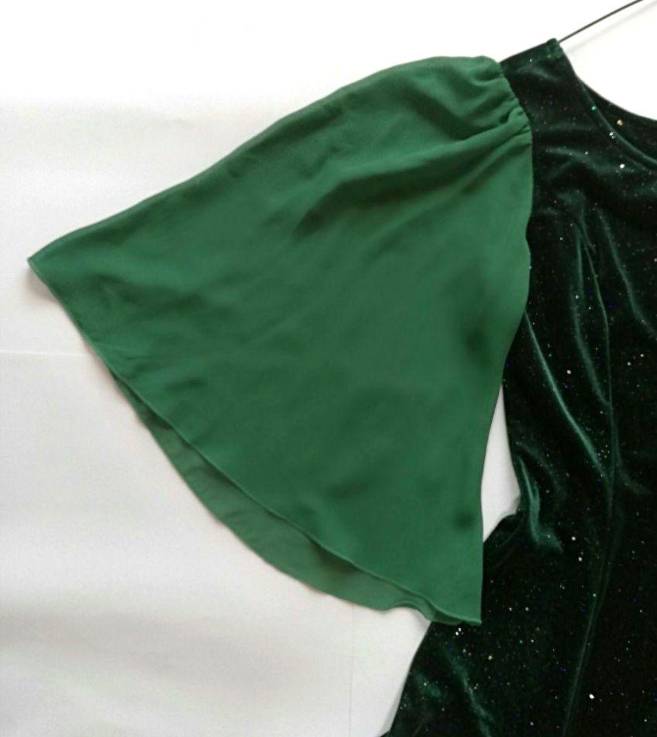 ☆新品未使用☆MMJ　フラドレス　XS-Sサイズ　ベロア　ラメ入　濃いグリーン