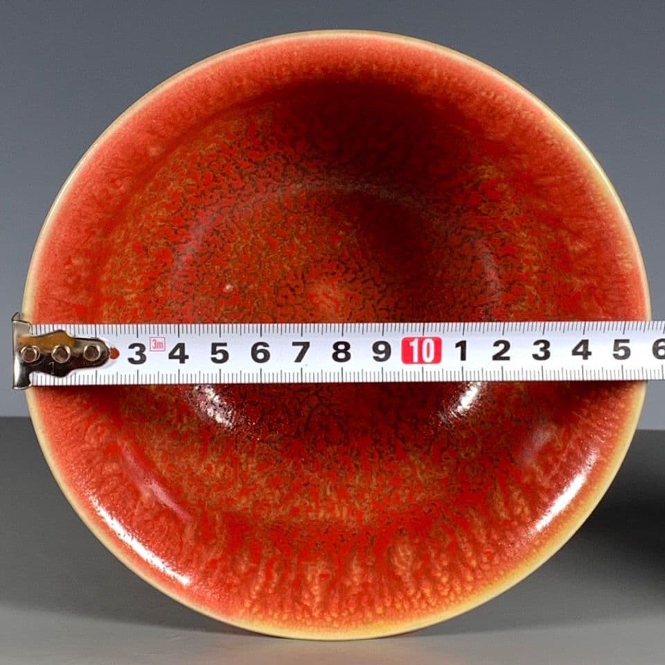 大清康煕緑釉霽紅釉碗  工芸品 美術品 置物