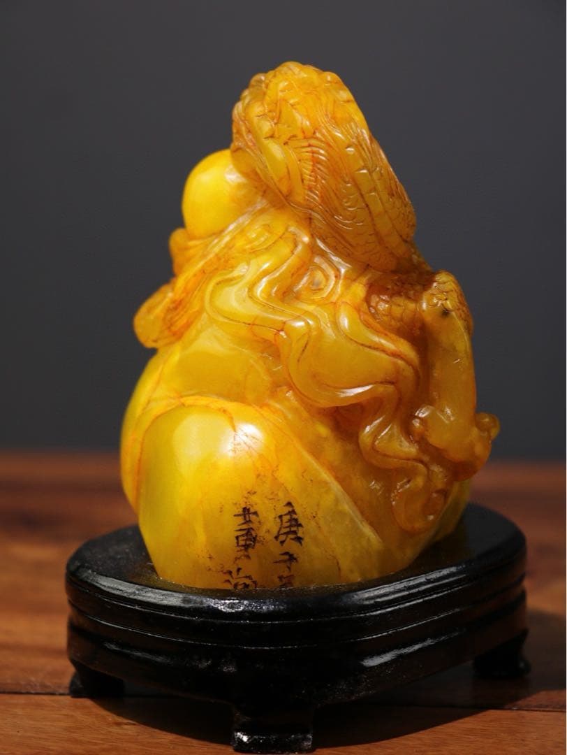 旧家蔵出古美術　盤山龍·藏龍 細工彫刻　寿山石 時代物　アンティーク　骨董品