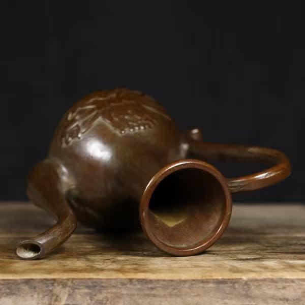 銅器 牡丹高把壺 徳利 装飾品 工芸品 置物