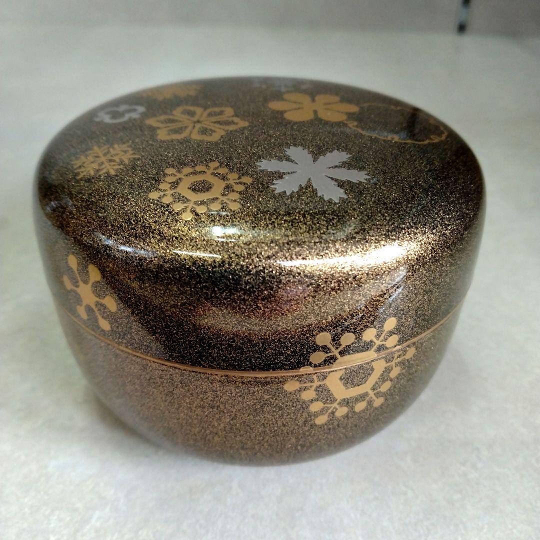 茶道具　期間限定特価　梨子地　雪華蒔絵平棗　　新品未使用品