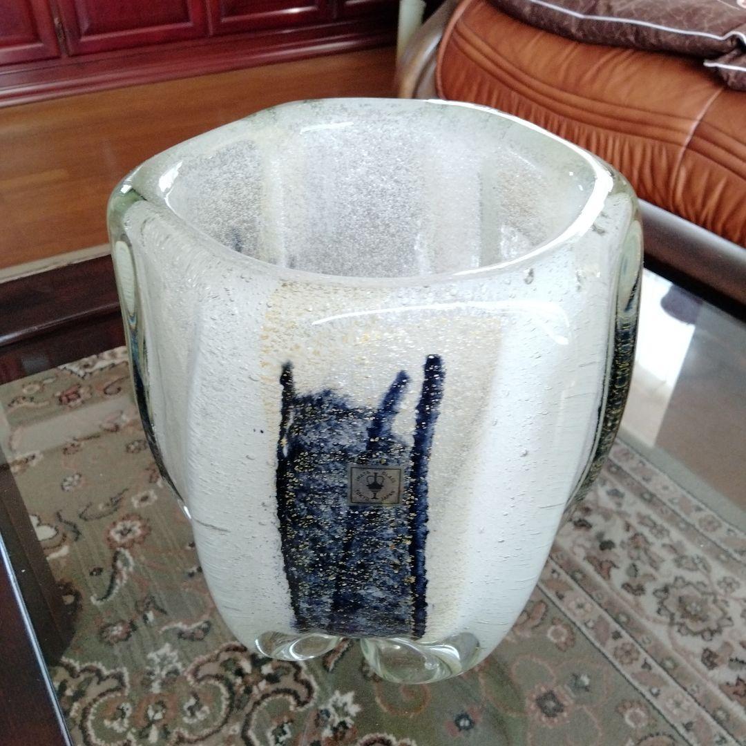 高級芸術名作 日本製ガラス大花瓶 美しい硝子細工大き目サイズ硝子芸術品