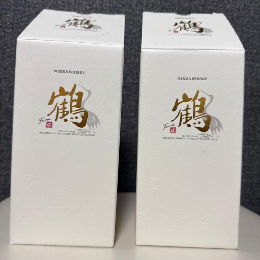 ニッカ ウイスキー　鶴　2本セット 箱多少汚れあり ピァアモルトレッドをサービス