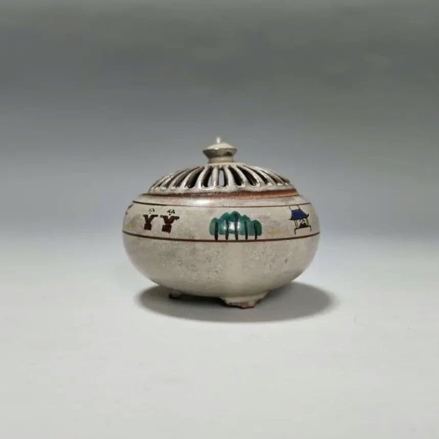 24-1237 赤膚焼　大塩正人作　奈良絵香炉