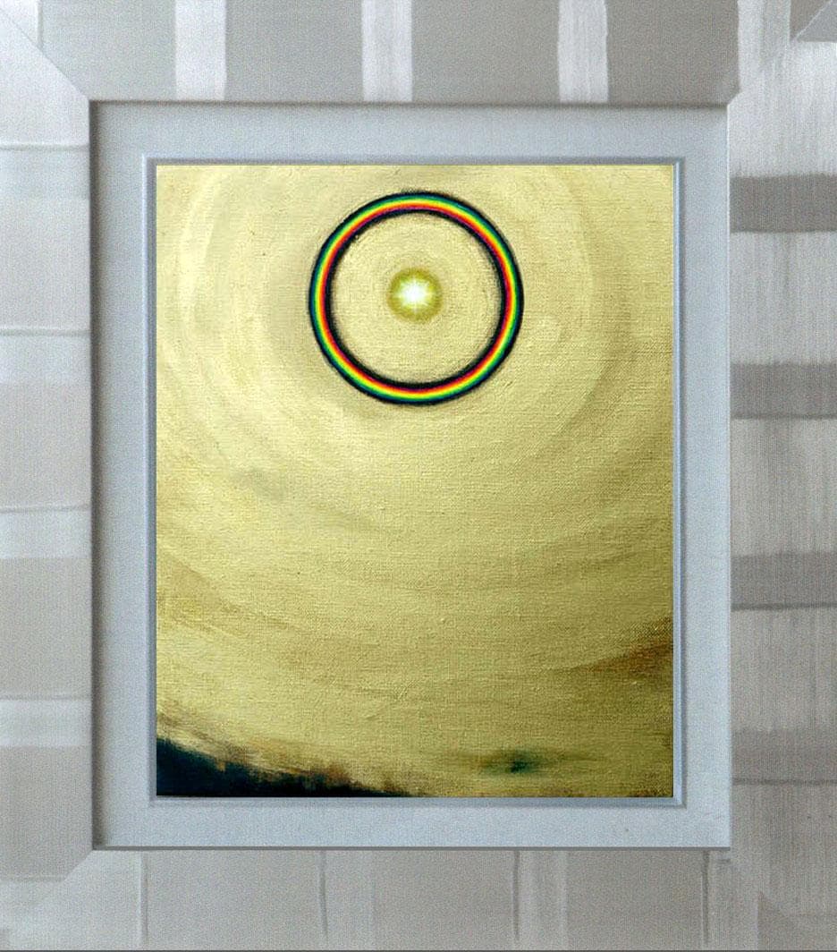 油絵 菅家令子 絵 絵画インテリア額付(白)F3-G112023 風景祈り希望