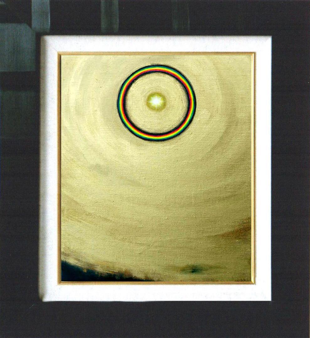 油絵 菅家令子 絵 絵画インテリア額付(白)F3-G112023 風景祈り希望
