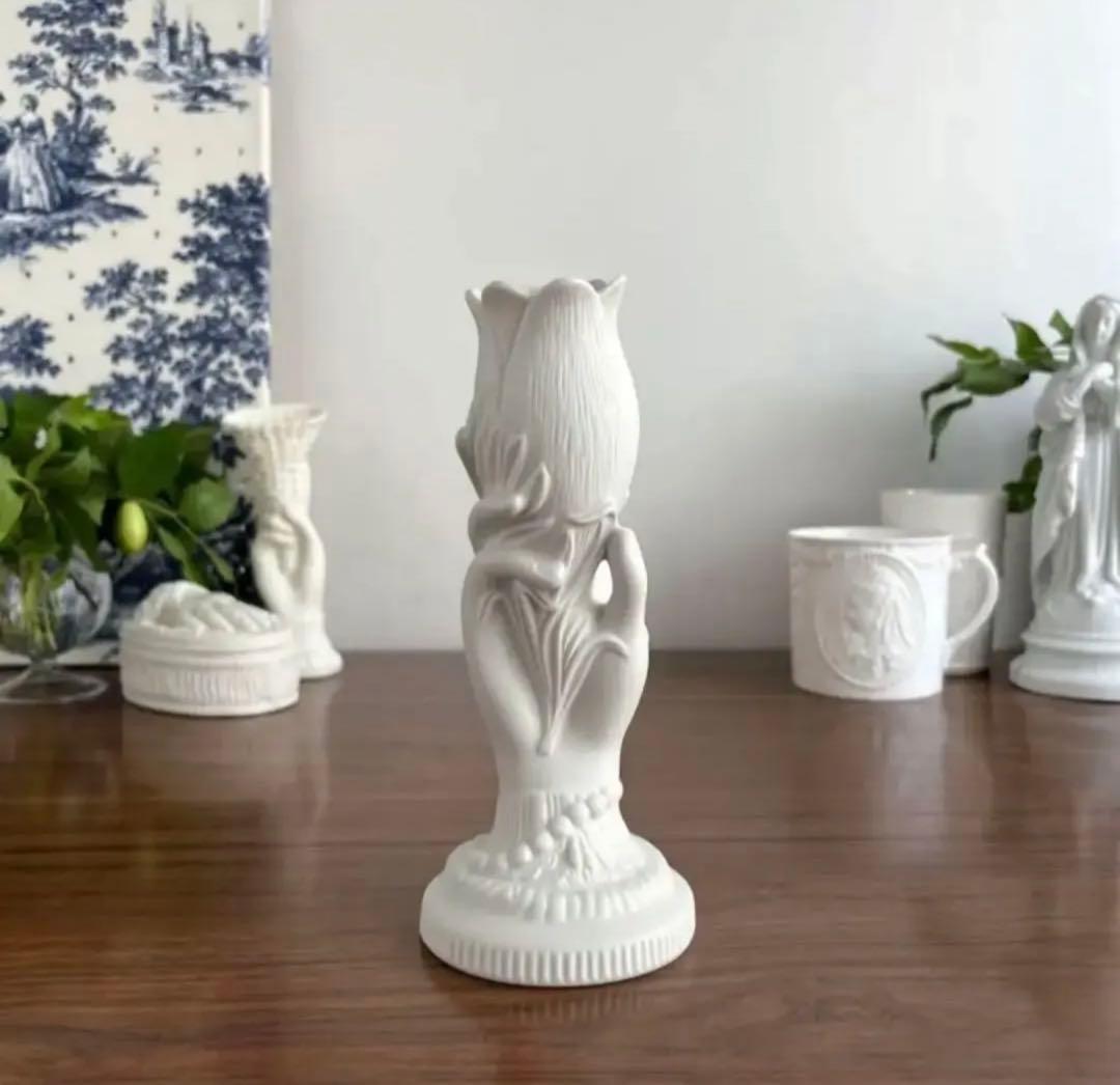 英国ヴィンテージ ♤ ホワイトビスクのハンドベース17cm ♤ ポートメイリオン