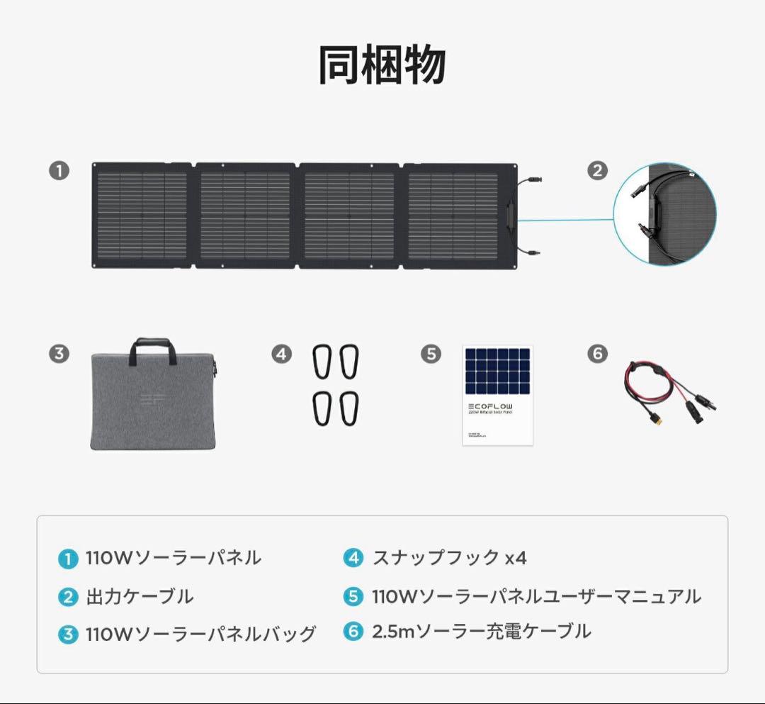 【新品未使用】EcoFlow ソーラーパネル 110W エコフロー