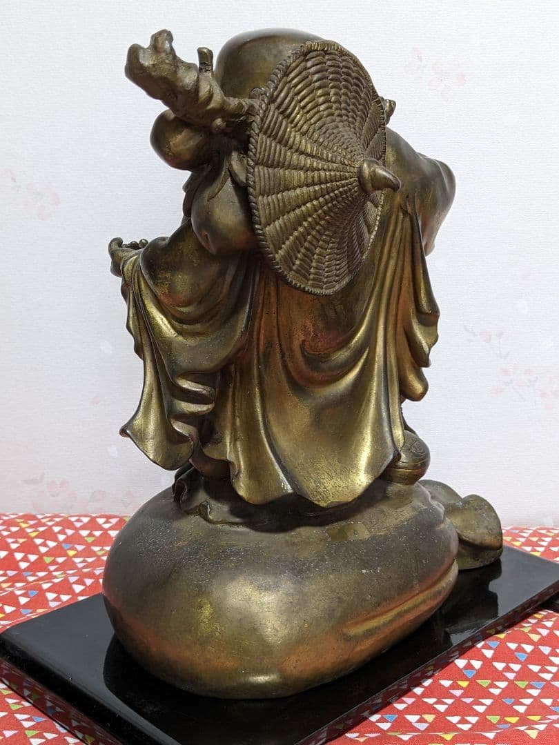 ⭐️中国銅器 仏像 布袋像 縁起置物 唐金 宣徳銅 桃 瓢箪 招運 銅製 骨董品