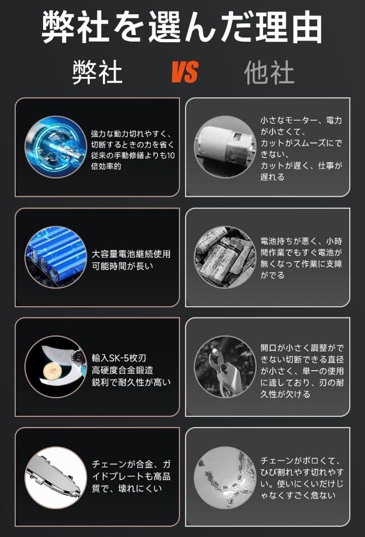 高枝電動チェーンソーと高枝切りバサミ