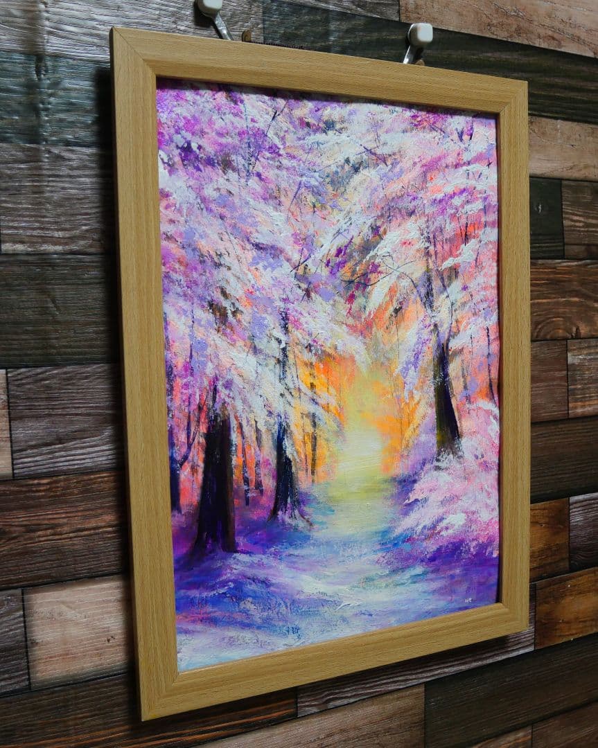 油絵 絵画 【冬の朝日】