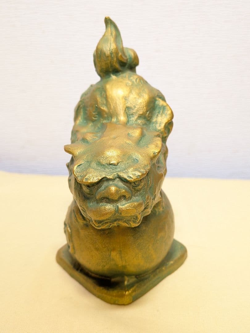 月形那比古　ブロンズ像　金彩玉乗獅子