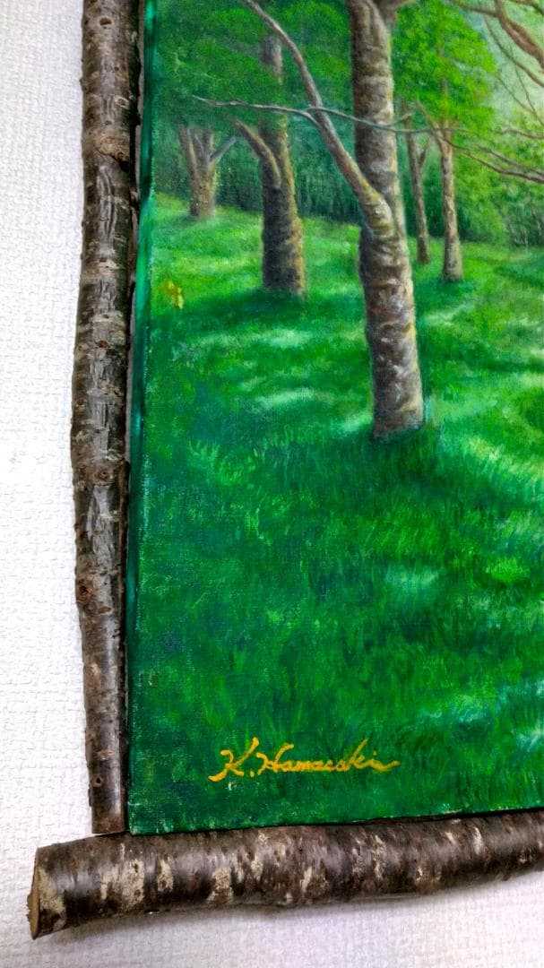 「公園の風」F20油彩画 油絵 絵画 風景画 原画