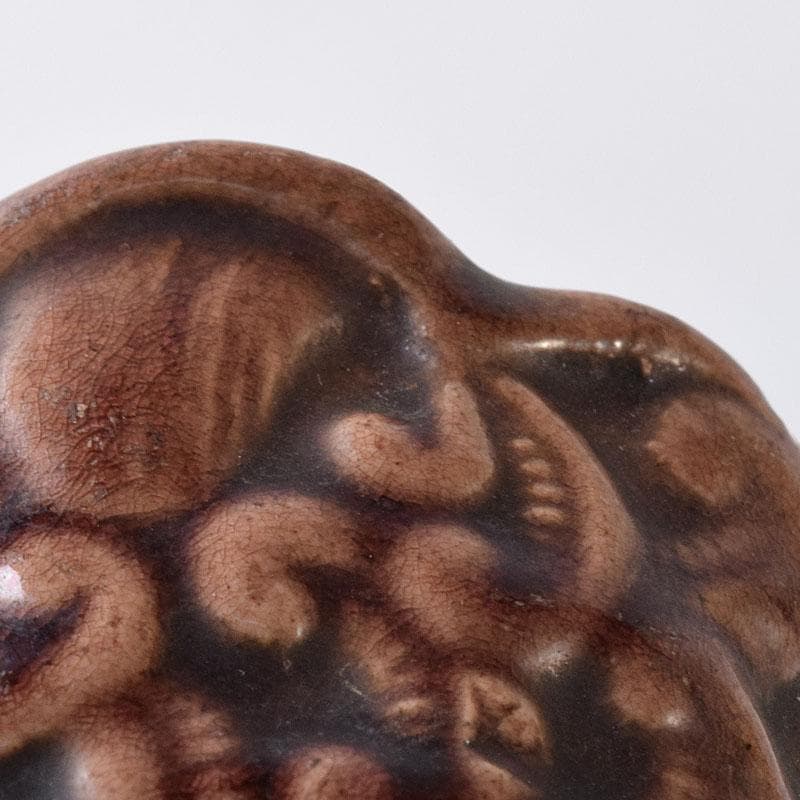 中国　紫交趾　花口酒盃　時代箱　C　R8473
