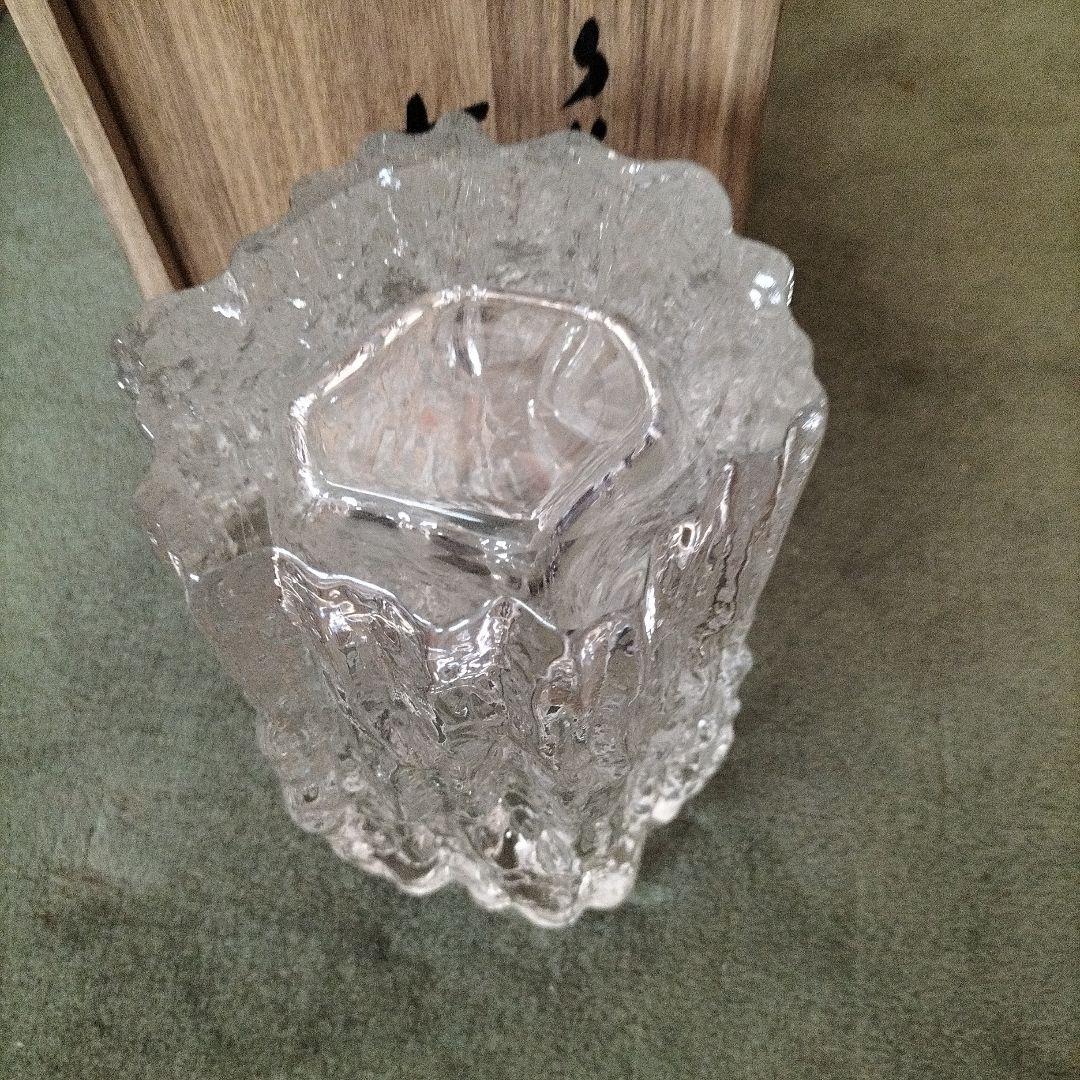 日本芸術院賞、各務鉱三作クリスタル花瓶　未使用