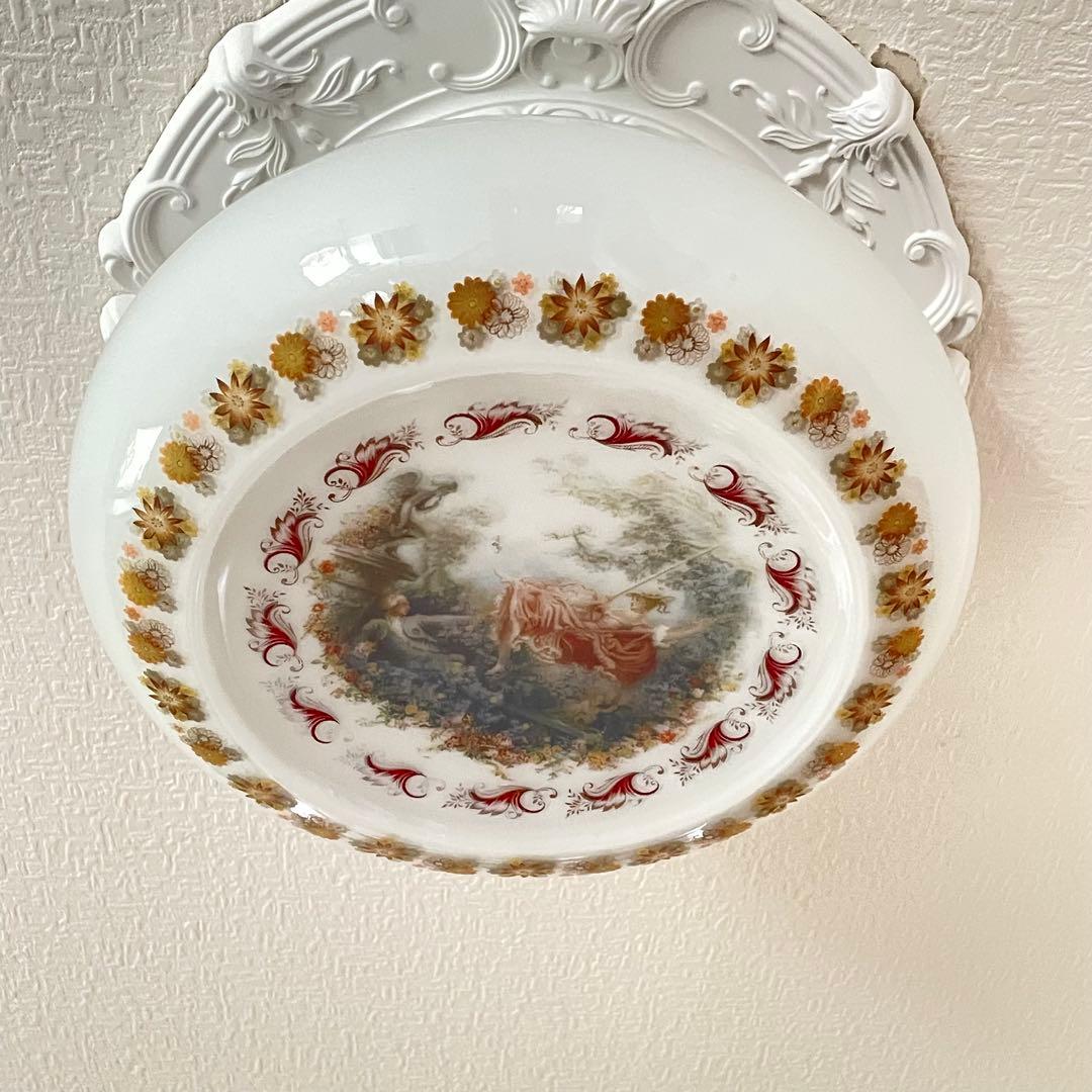 フランスアンティーク☆天井照明器具☆名画 フラゴナール「ぶらんこ」直径36㎝