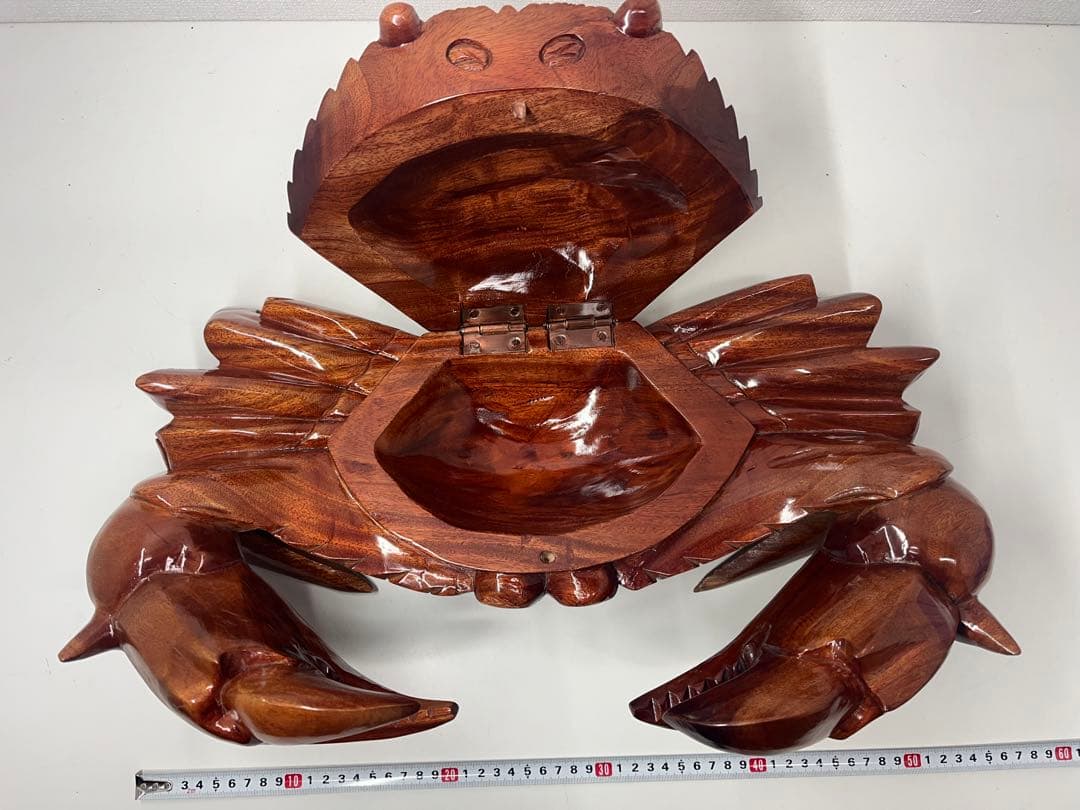 稀少 木彫り 大きい 蟹 カニ 木製 置物 木工 工芸品 飾り 隠し収納