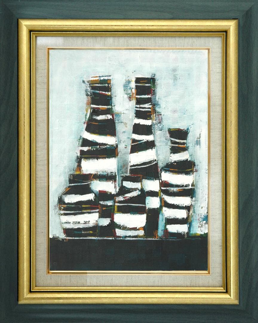 油絵 菅家令子 絵 絵画インテリア 額付(黒) uF6-063104 静物 花瓶