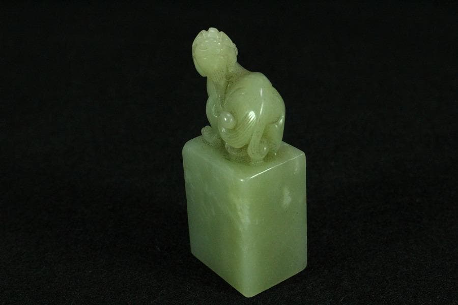 中国美術 白玉 獅子 印(K-YC542)