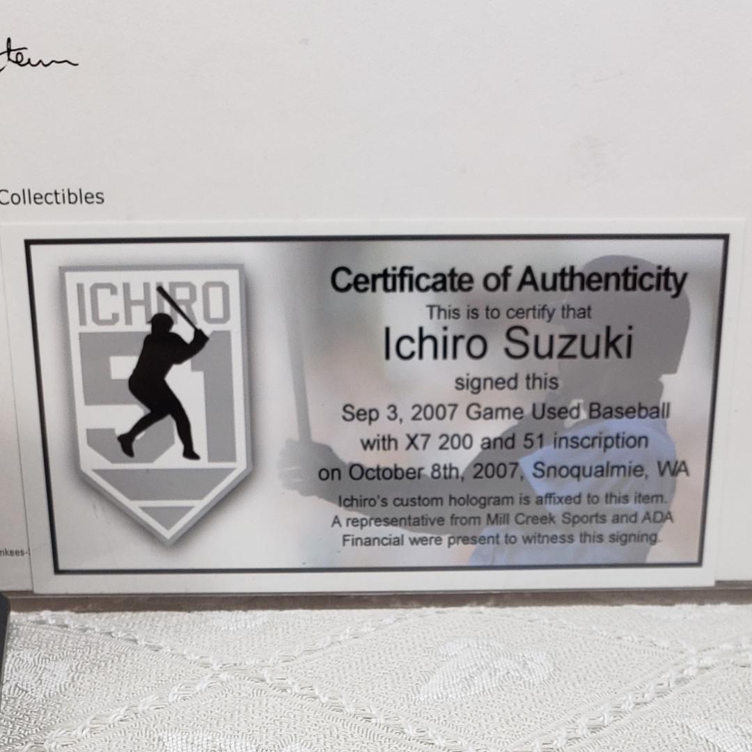 【イチロー】◆『2007年 200本安打達成試合 実使用ボール』 直筆サイン入◆