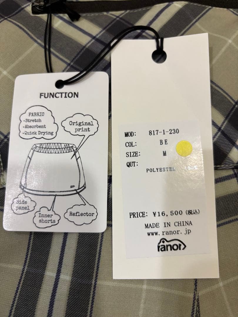 ranor（ラナー）TARTAN CHECK SHORTS Mサイズ