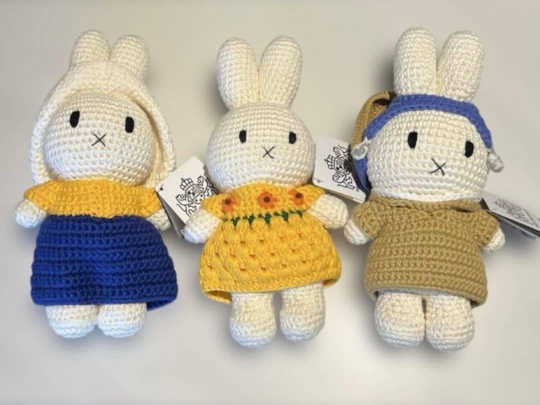 ミッフィー絵画シリーズあみぐるみ　ぬいぐるみ3体セット　ジャストダッチ新品未使用