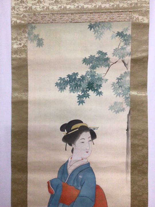 掛け軸　美人画　木箱付き