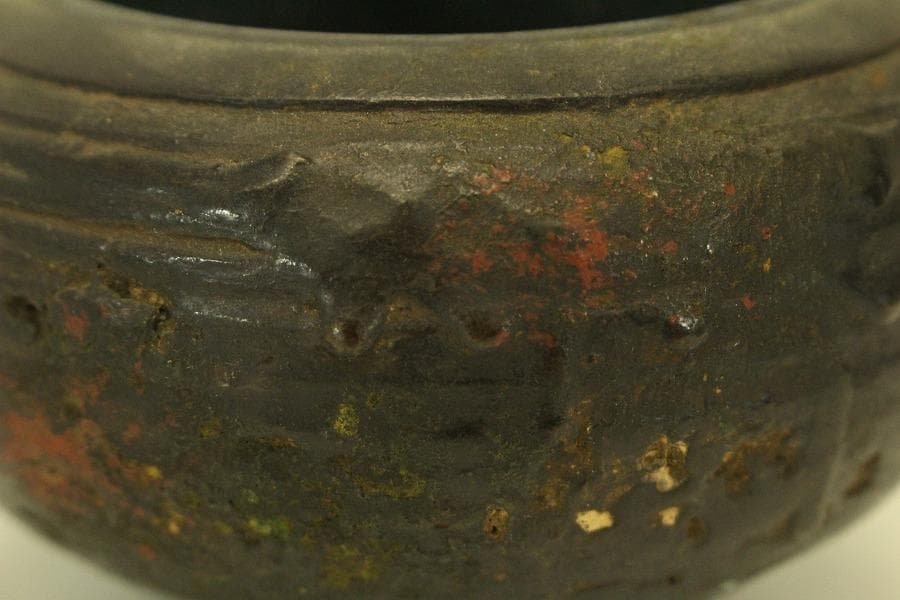 古銅 獅子蓋 香炉 時代物(A975)
