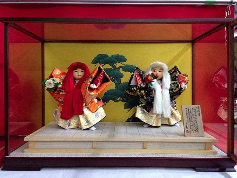 豊玉作　連獅子/大型　ケース入　浮世人形　  極美品