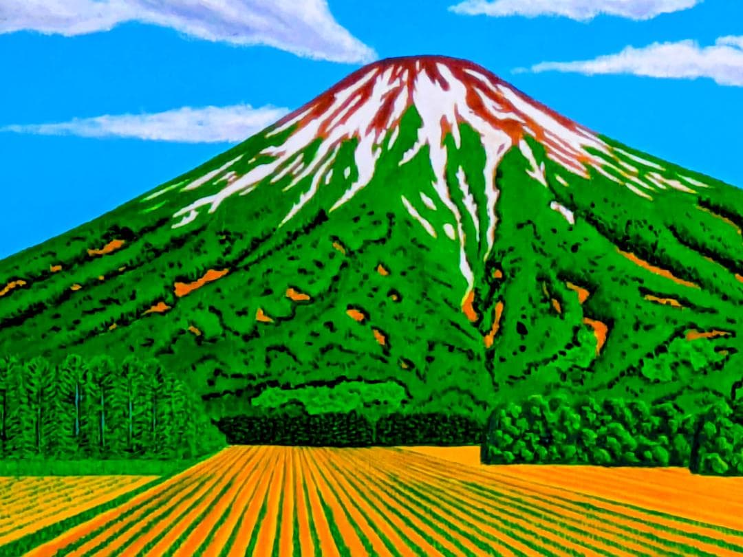 ★早春の羊蹄山・肉筆油彩画・F6キャンバス