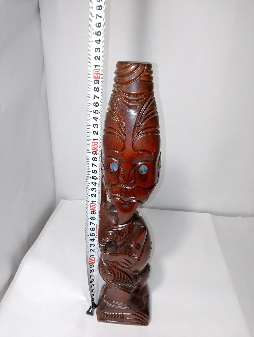 木製トライバルアート彫刻 約42cm