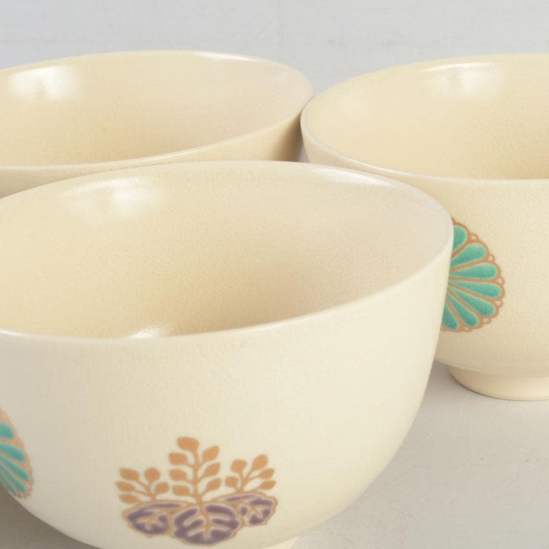 茶道具　京焼　加賀瑞山造　色絵金彩　菊桐文　数茶碗　五客　N　9823
