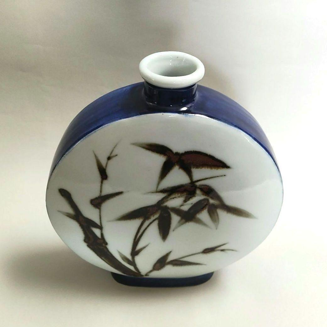 安東五　鉄砂梅竹文扁壺　李朝　高麗　白磁