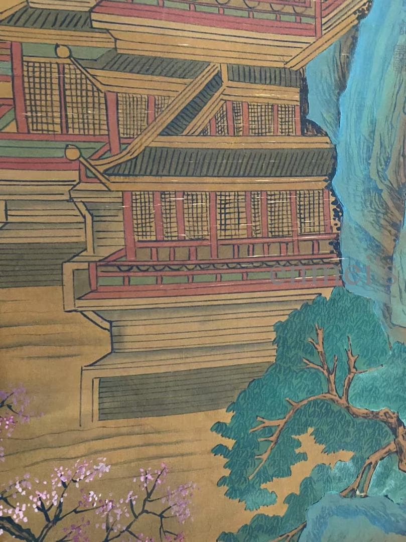 中国古美術 唐代 李思訓款 山水画 掛軸 絹布 肉筆 唐物 書道 古画 收藏逸品