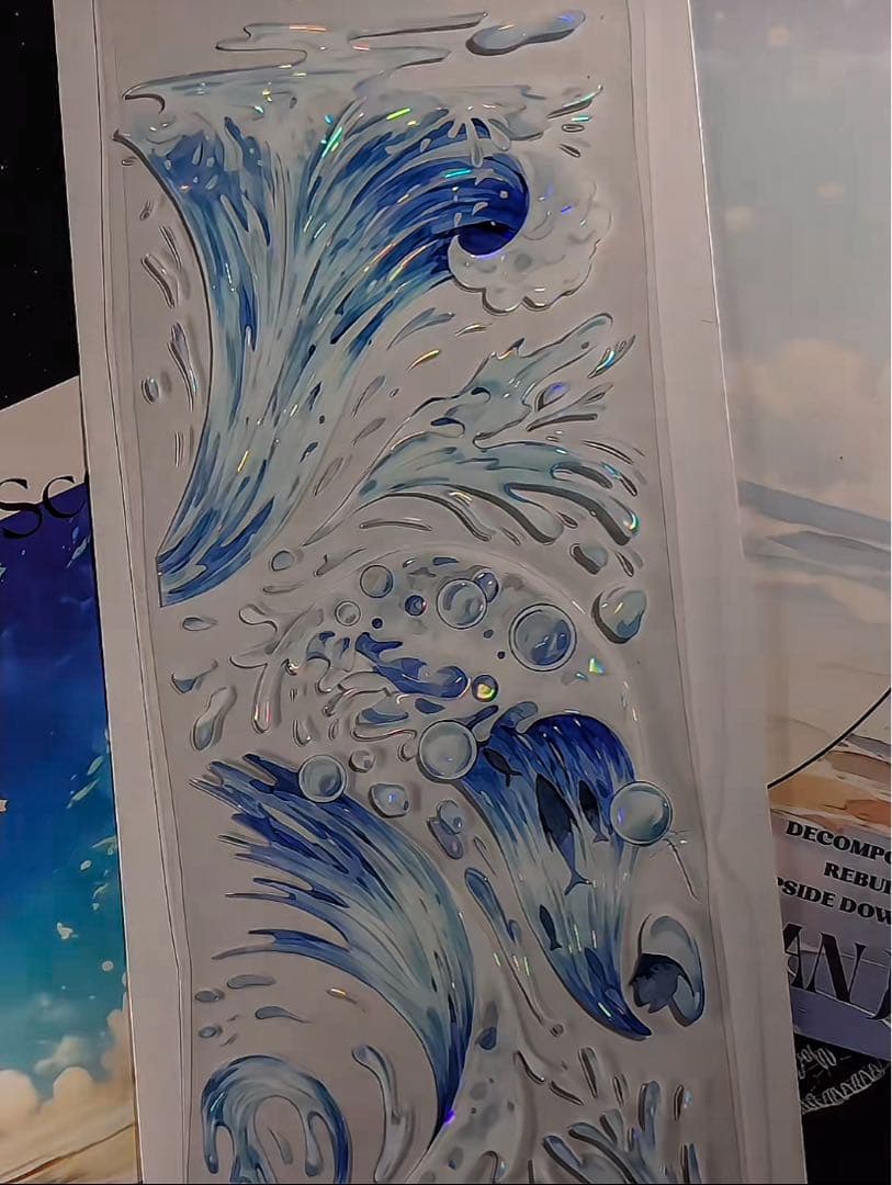 【8575】海外　マステ　3/5/巻売り　貝殻光マスキングテープ　海　波
