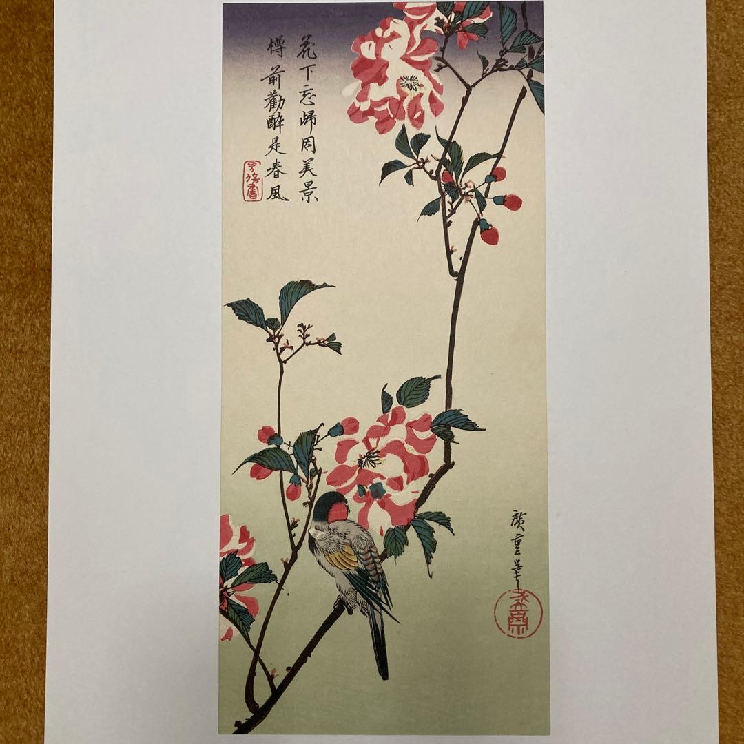 安藤￼広重 「花鳥大短冊選」傑作集 全12点アダチ版画研究所 解説・額縁付き